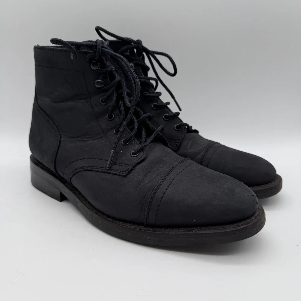Thursday Boot Co Captain Boot Mens 8.5 Black Matte Leather Lace Up Cap Toe